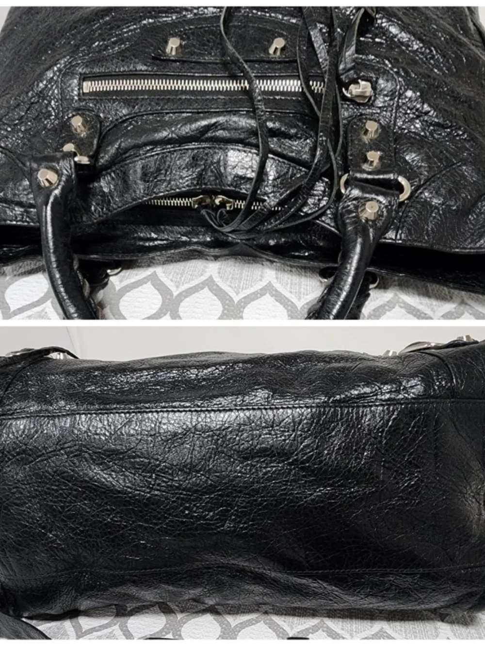 Authentic Balenciaga Motocross Classic Velo Satchel Bag Black